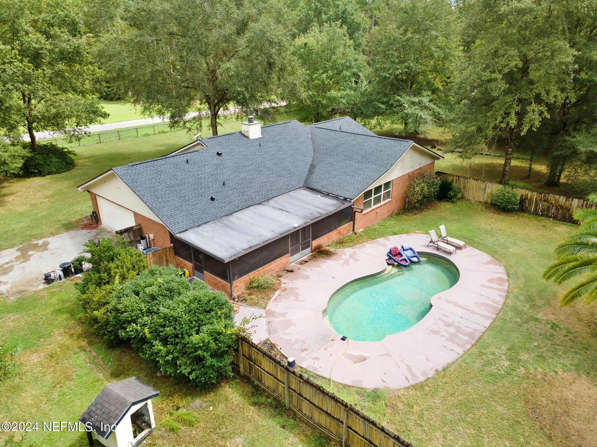 an aerial view of a house having outdoor space