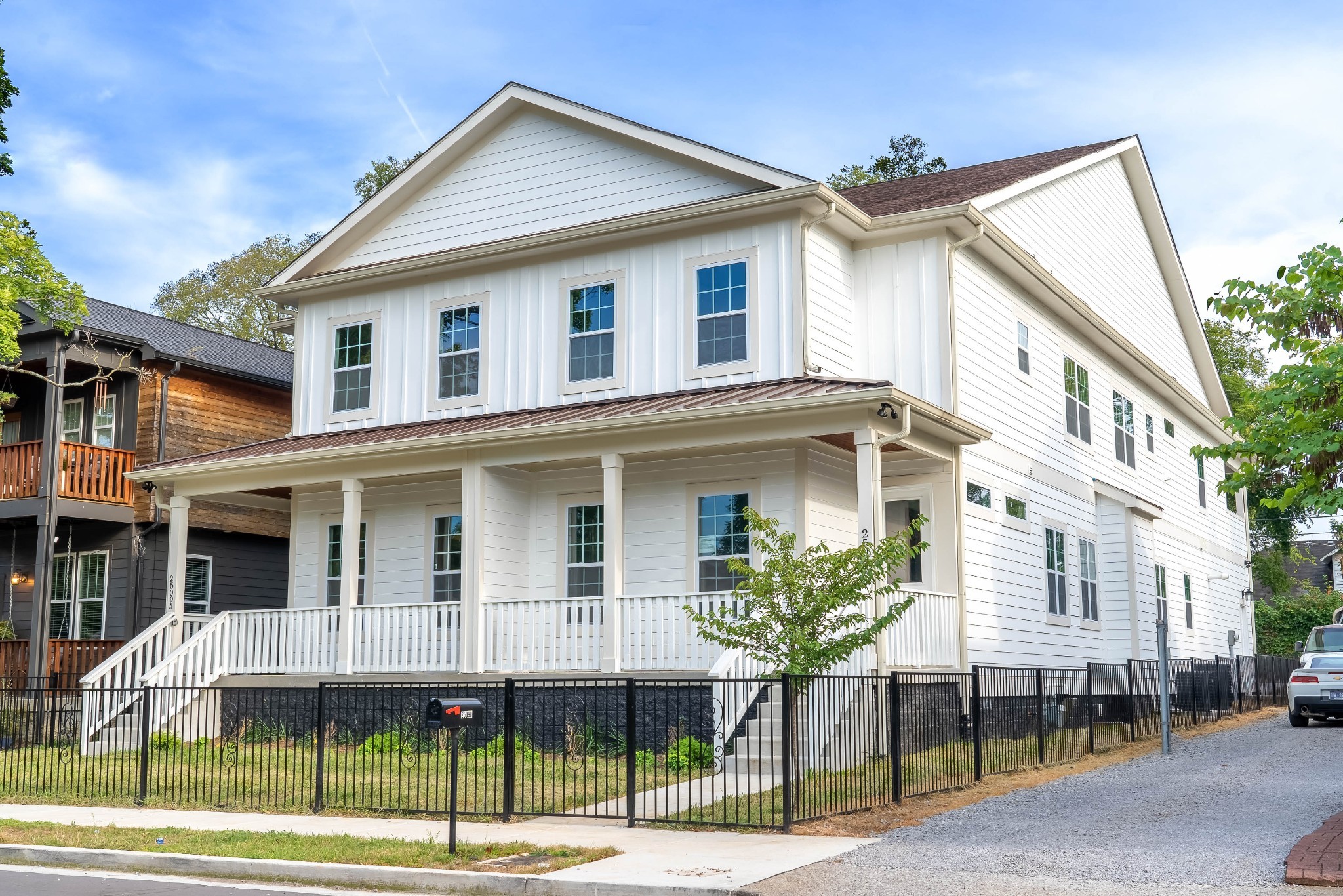 a front view of a house with a porch