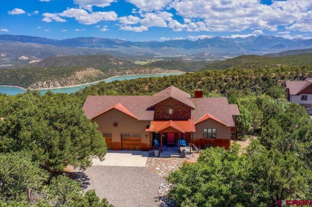 an aerial view of a house