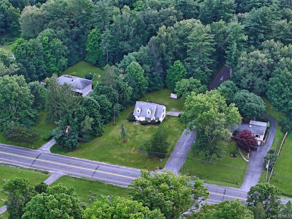 an aerial view of a house