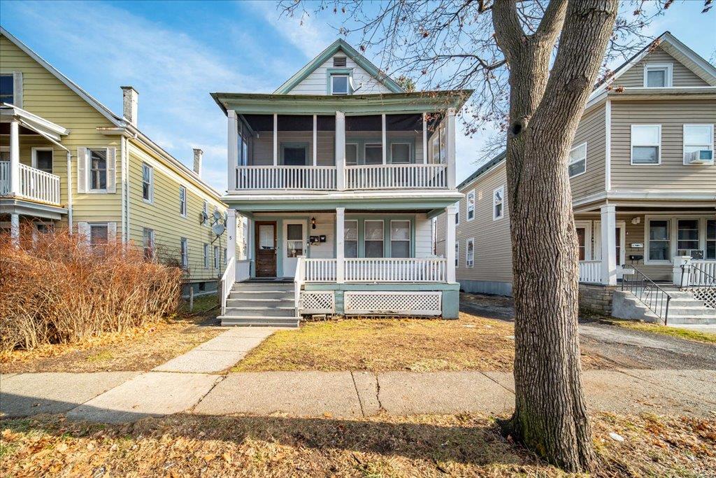 View of front of home featuring covered porch