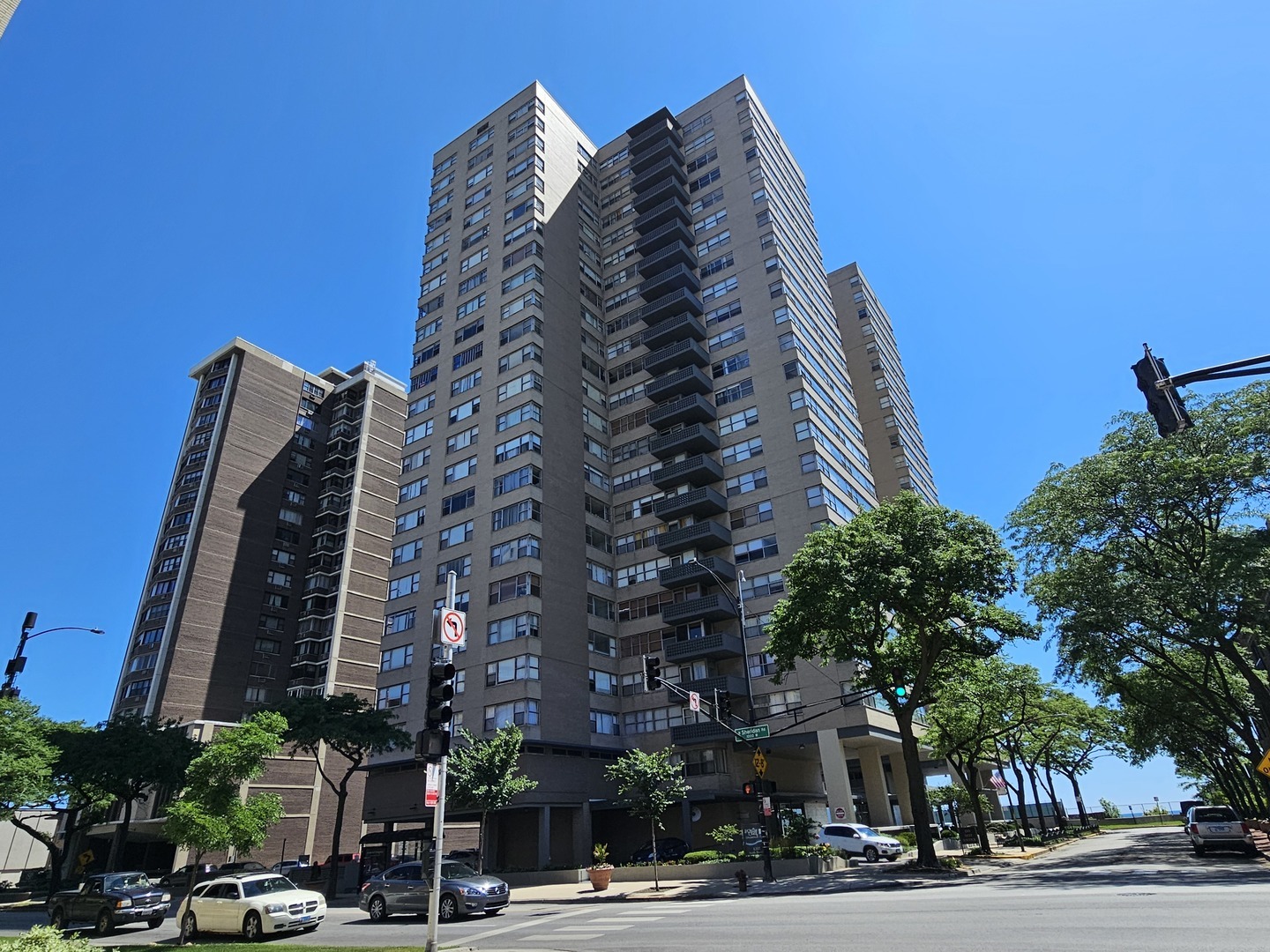 a view of a tall building