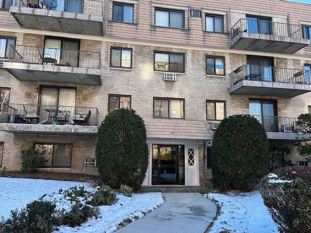 View of snow covered building