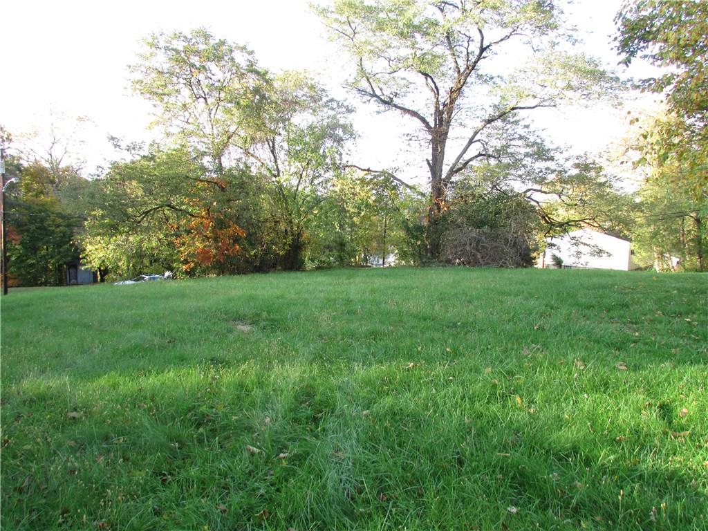 a view of a grassy field with trees in the background