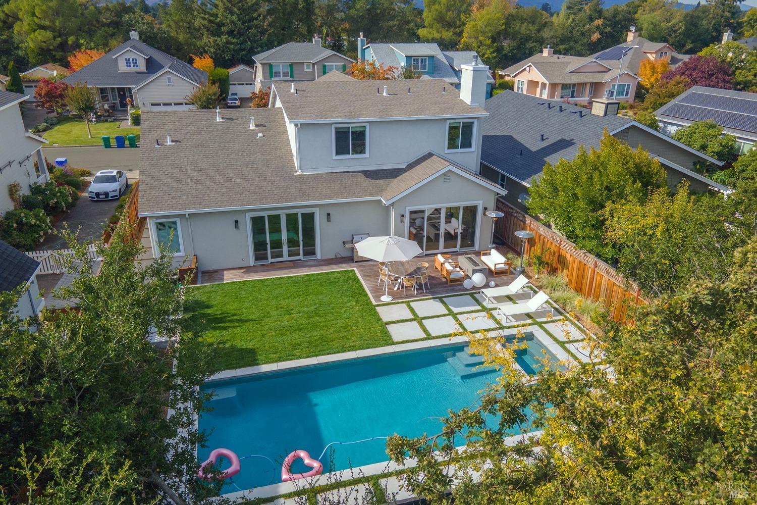 an aerial view of a house