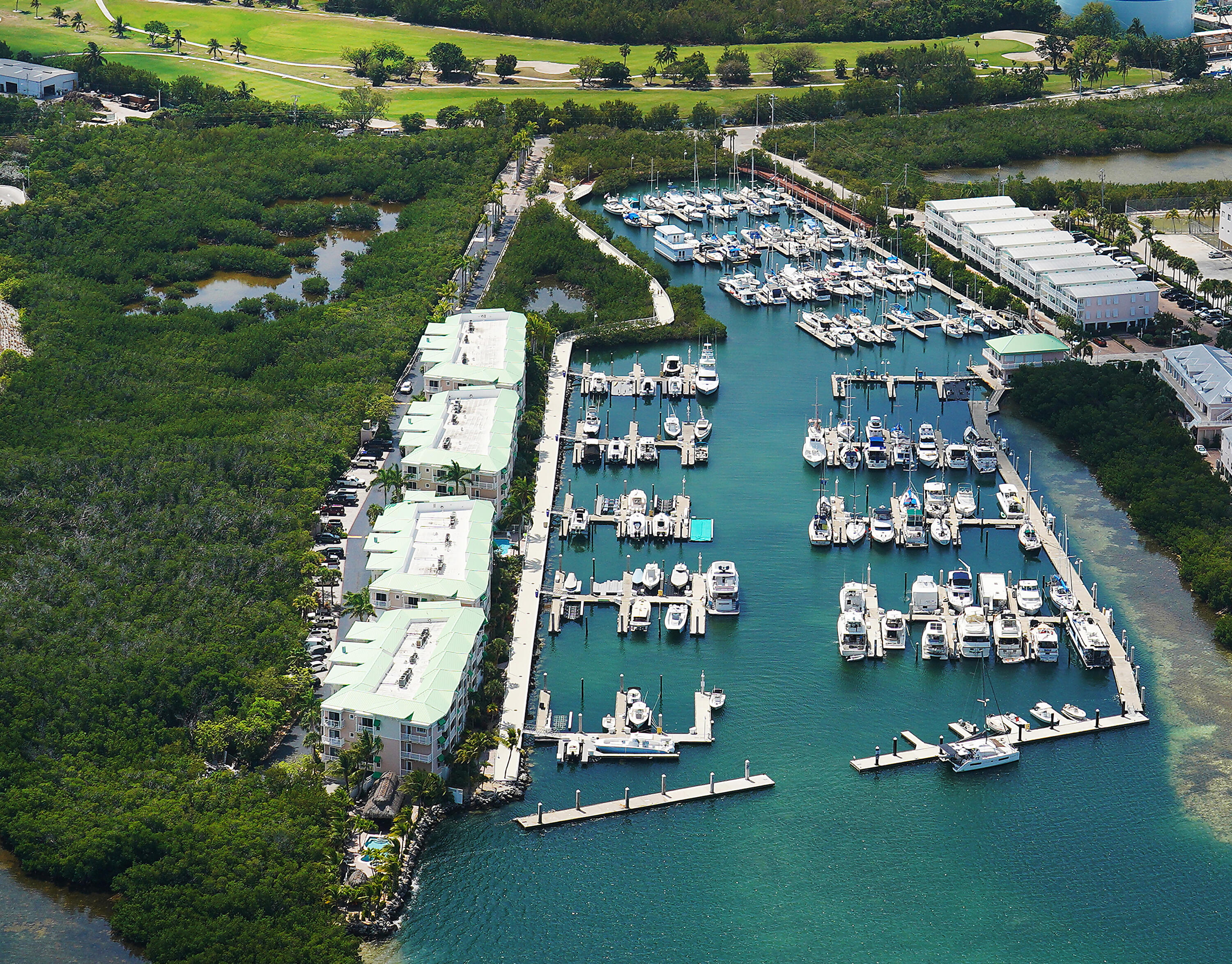 an aerial view of boat and yard