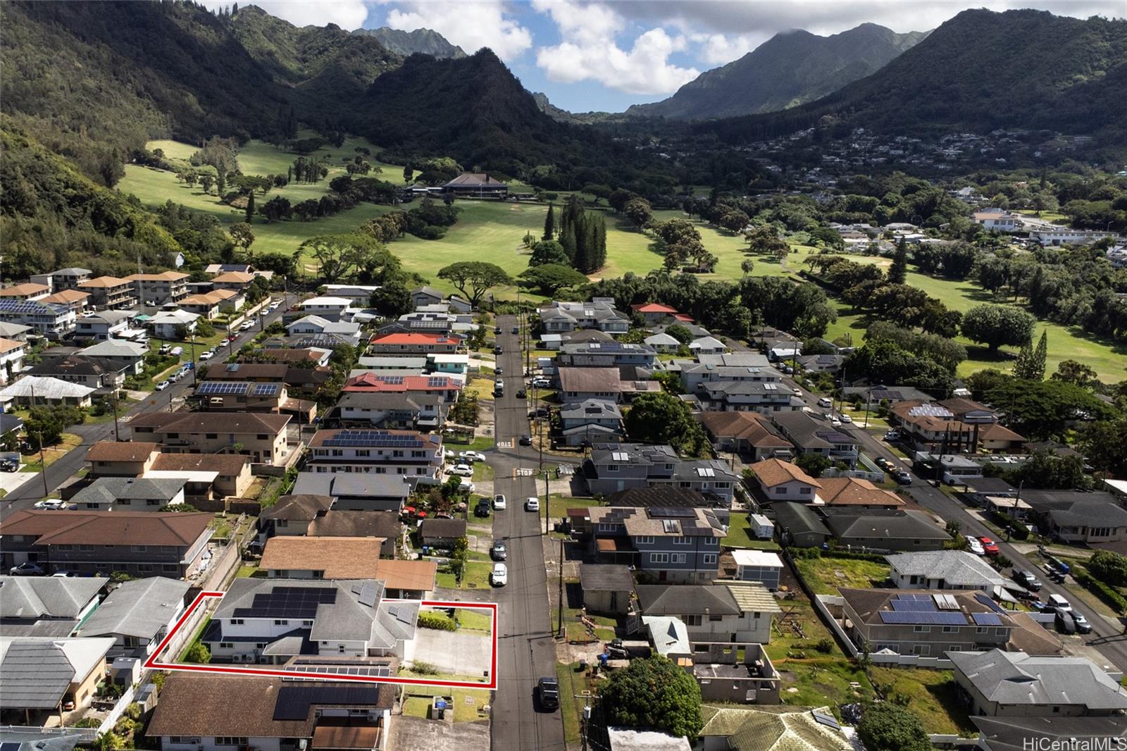 an aerial view of multiple house