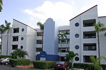 a front view of a multi story building