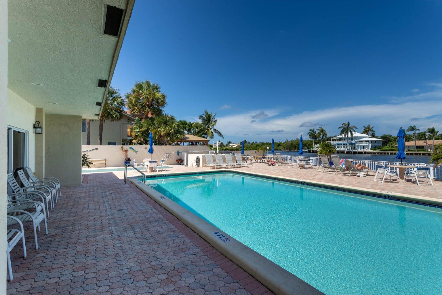 a view of a swimming pool and outdoor space