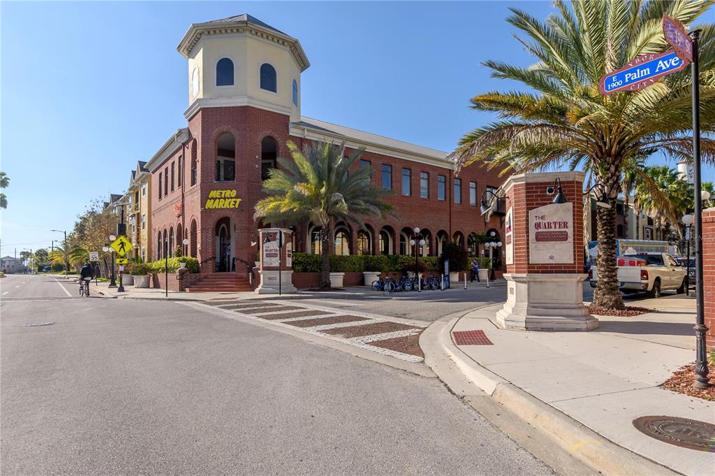 a front view of a building with street view