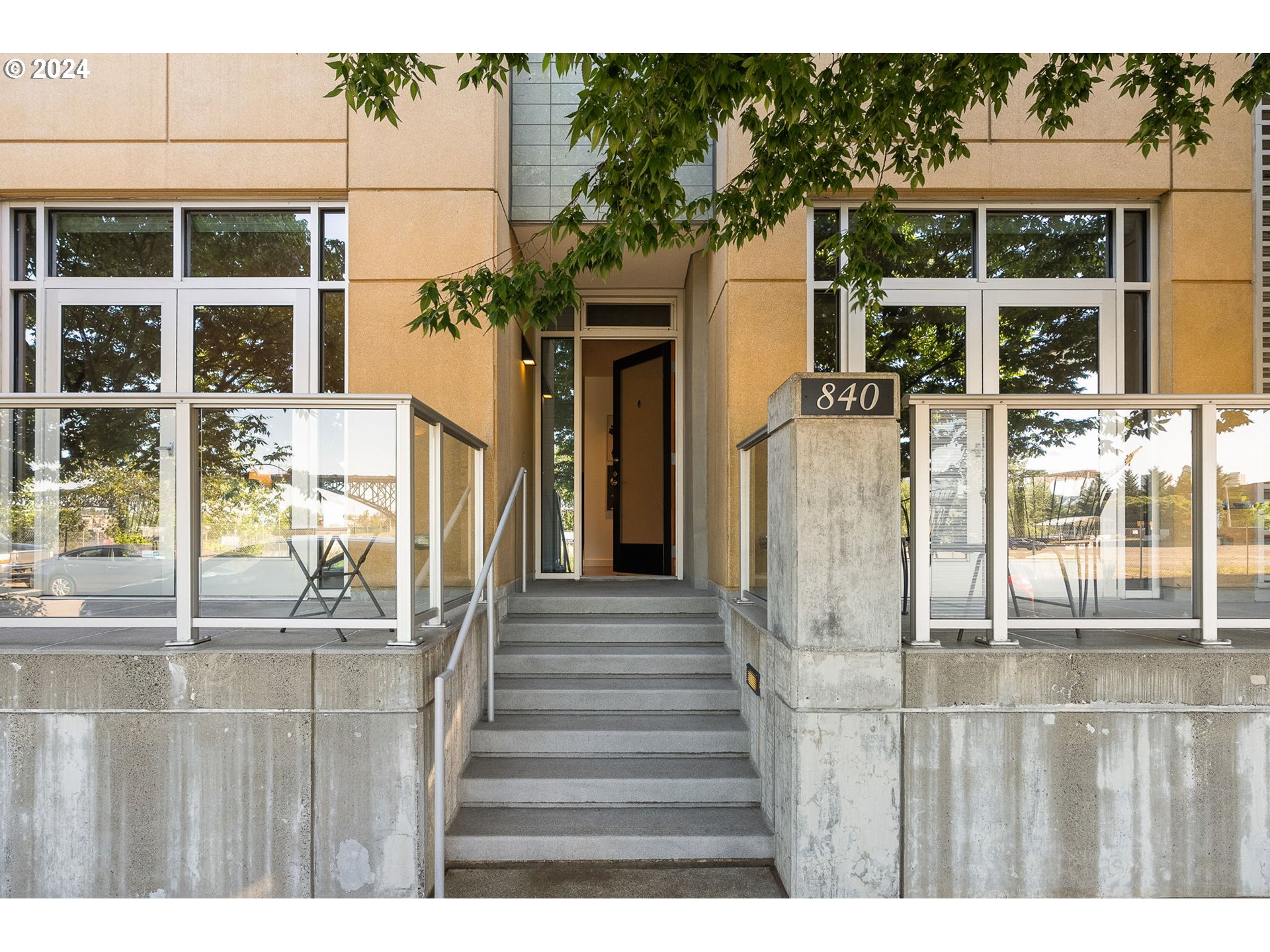 a view of a building with a window