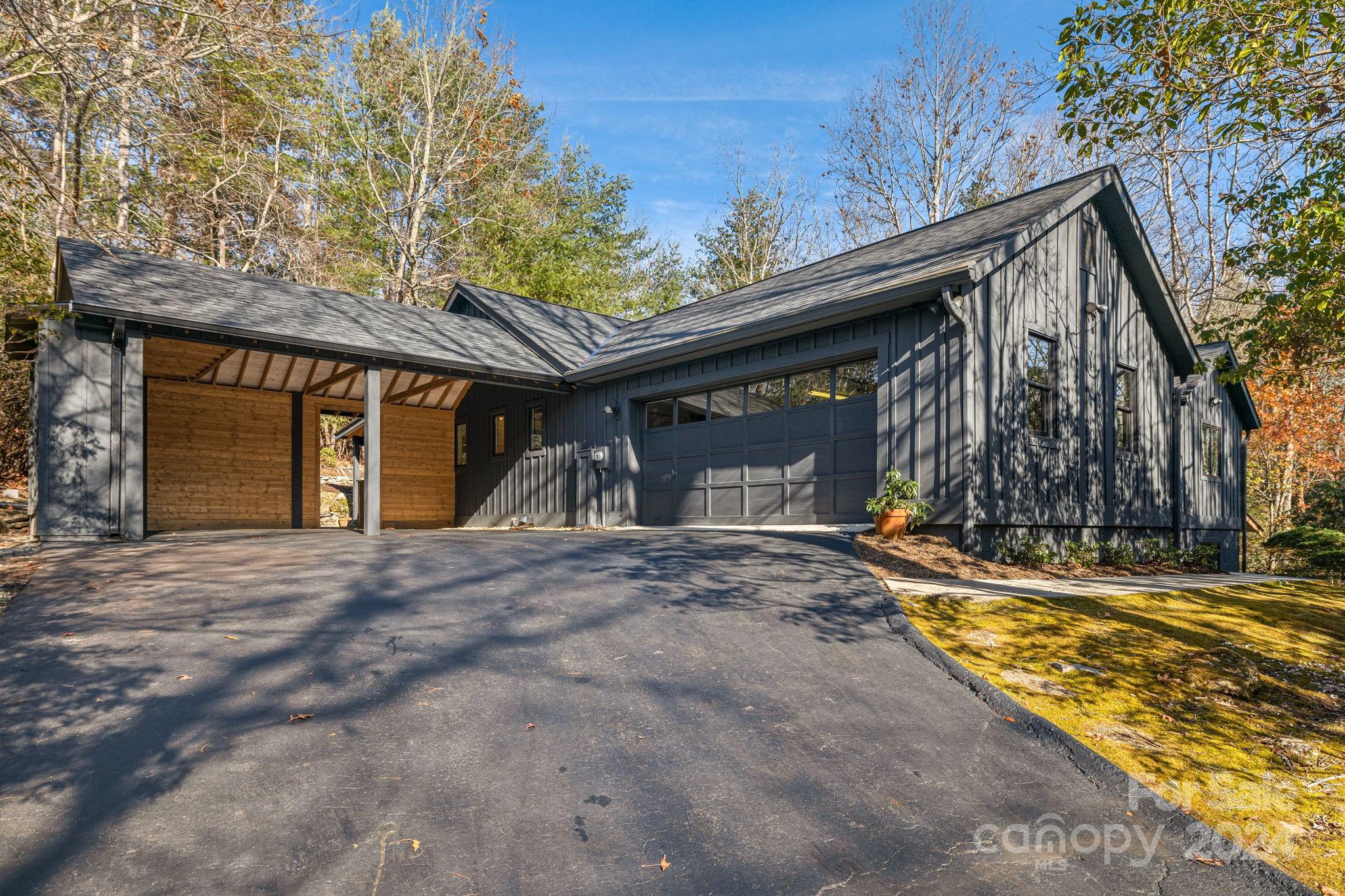 a view of a house with a garage