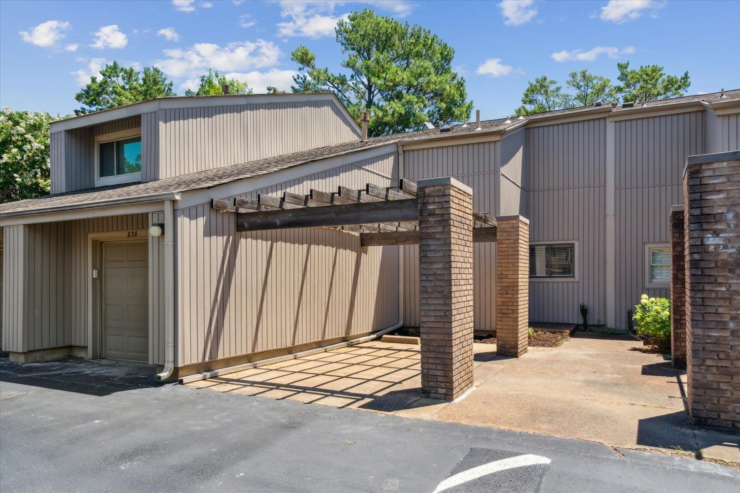 Exterior space with a garage