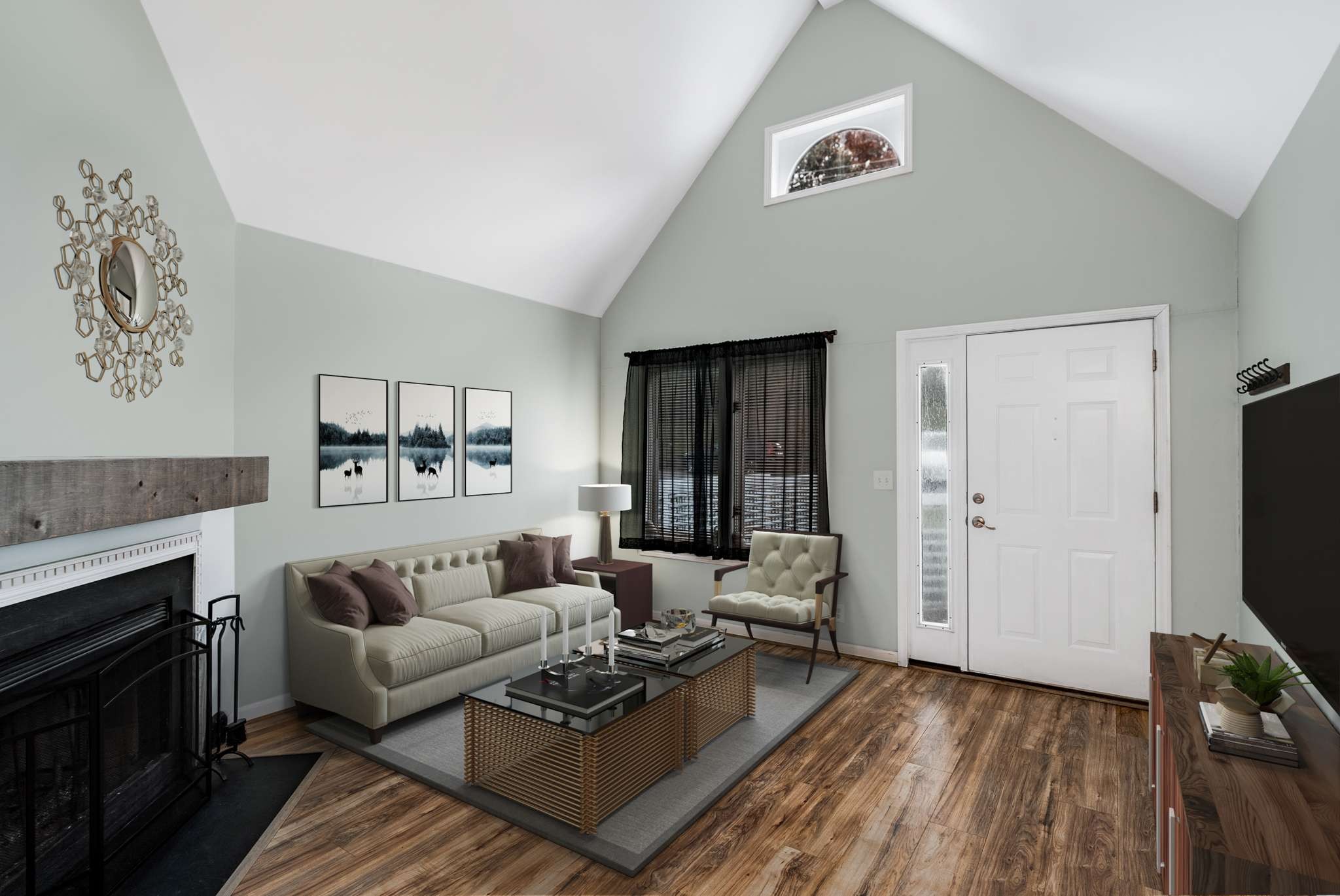 a living room with furniture and a flat screen tv