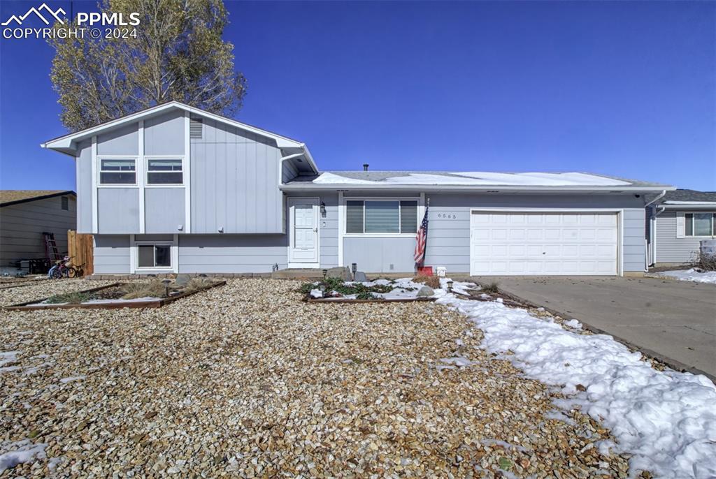 Split level home with a garage