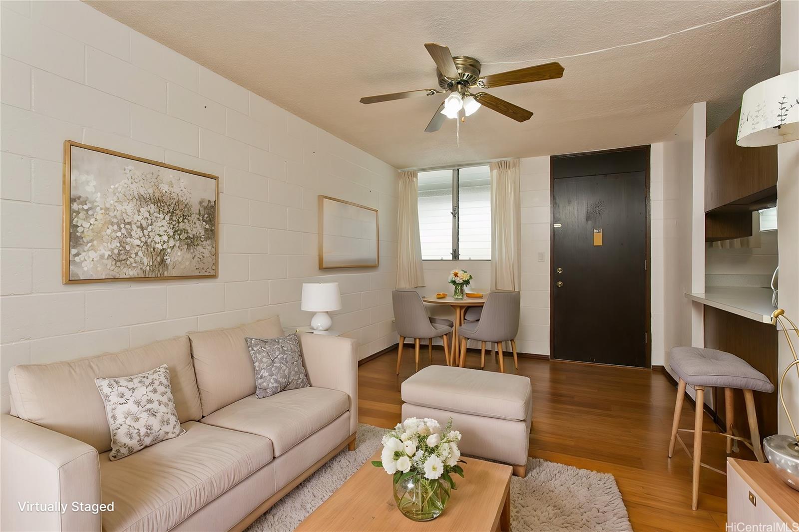 a living room with furniture