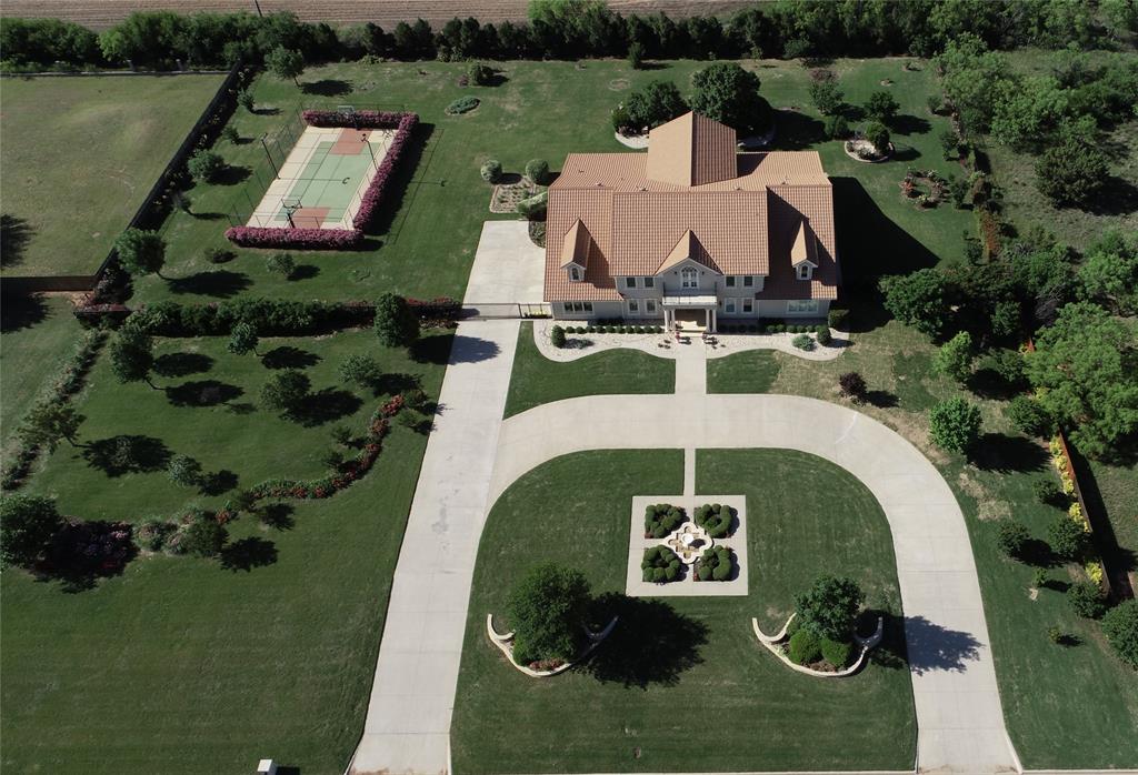 an aerial view of a house