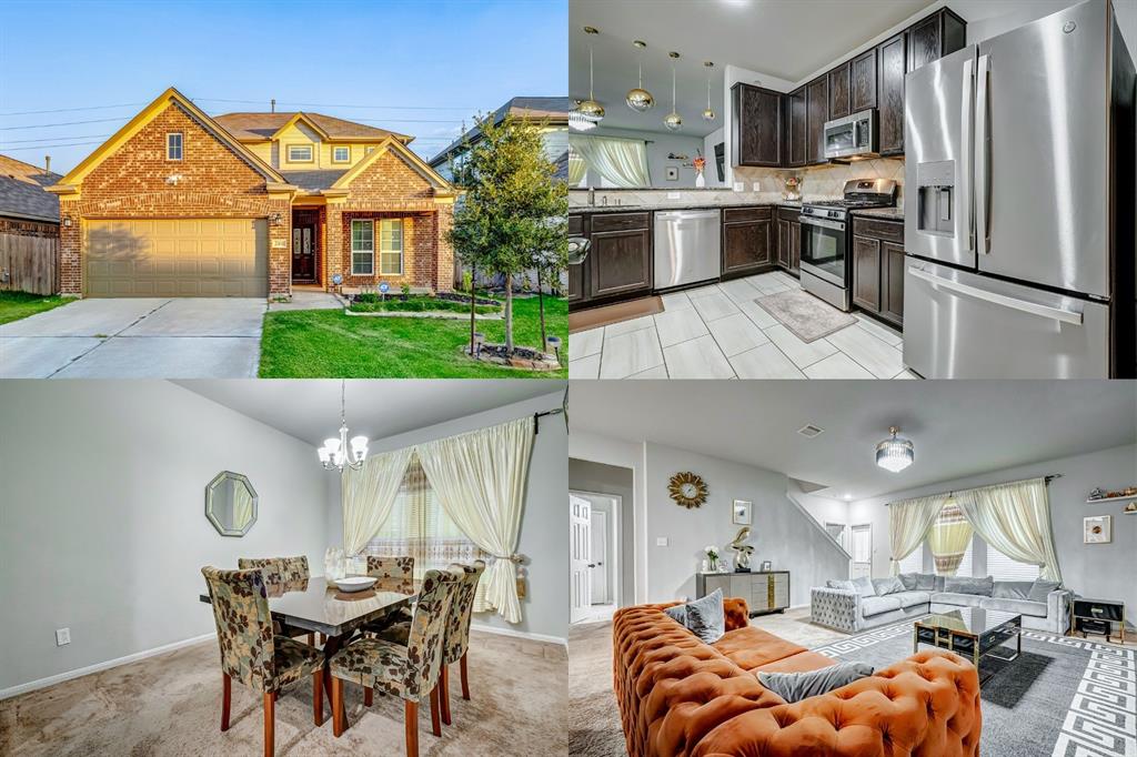 a living room with stainless steel appliances kitchen island granite countertop furniture and a kitchen view