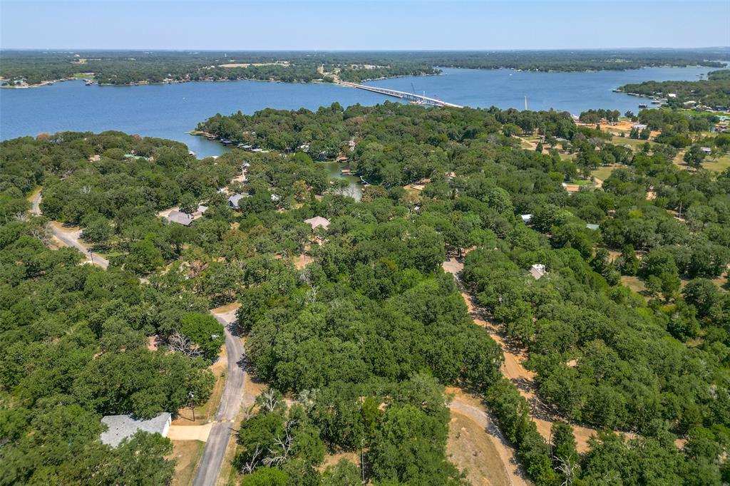 a view of a lake with a city