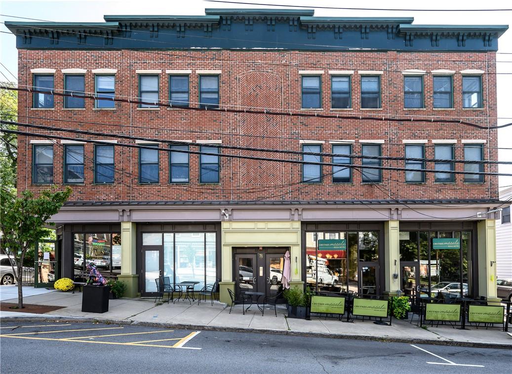 front view of a brick building