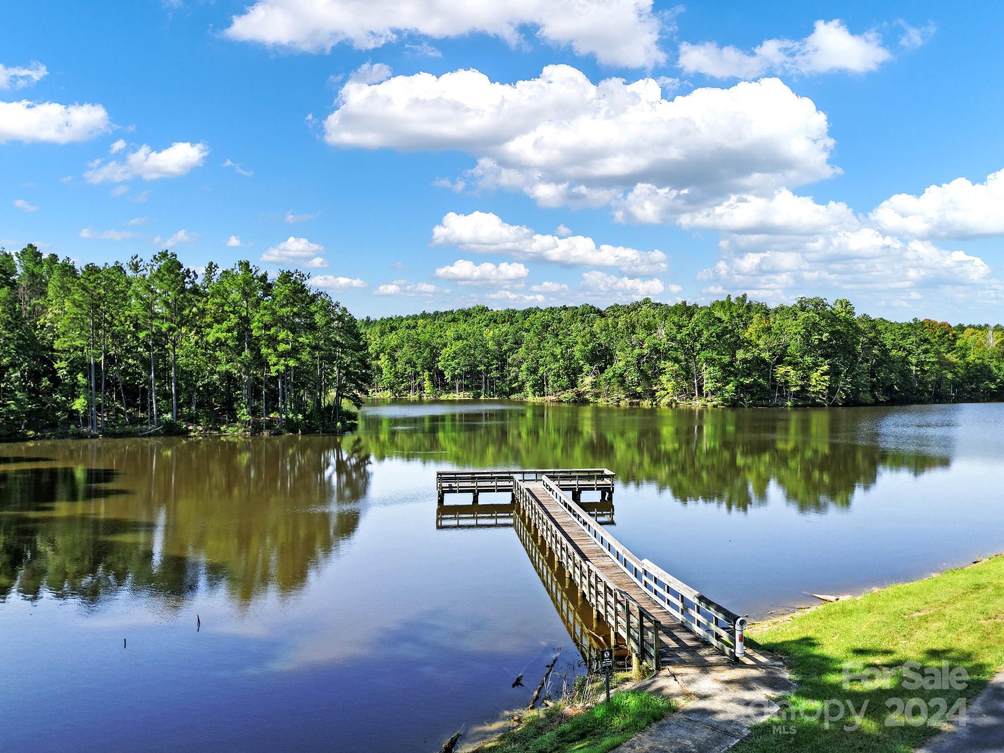 a view of a lake with a outdoor space