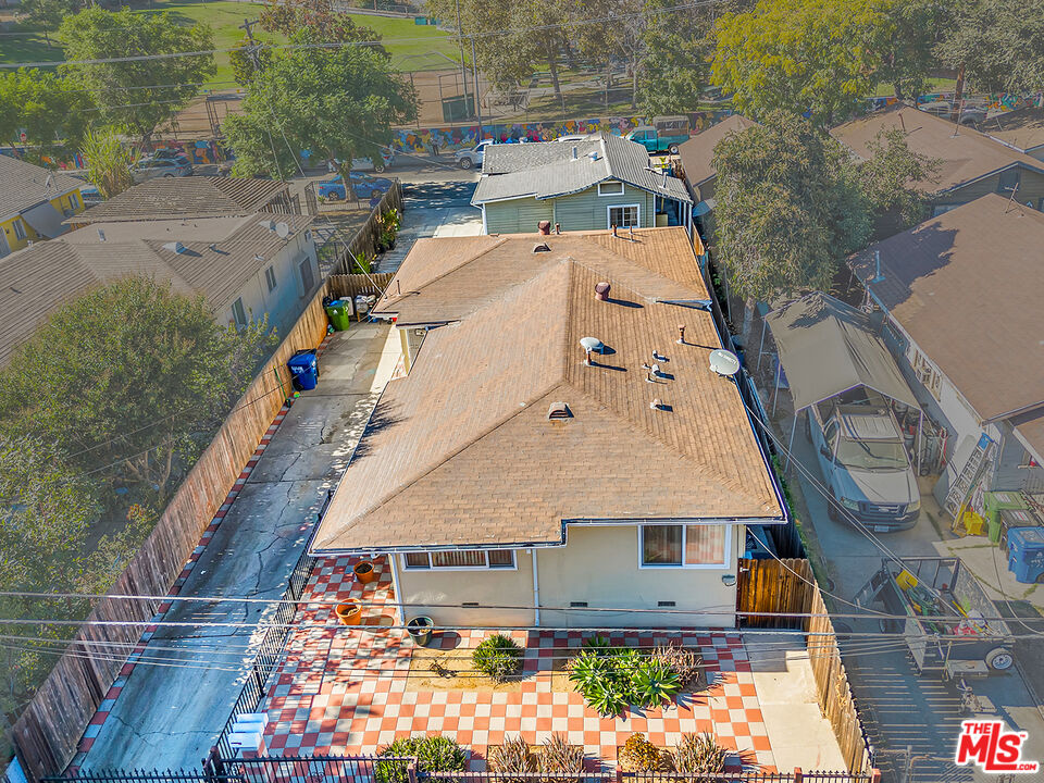 an aerial view of a house