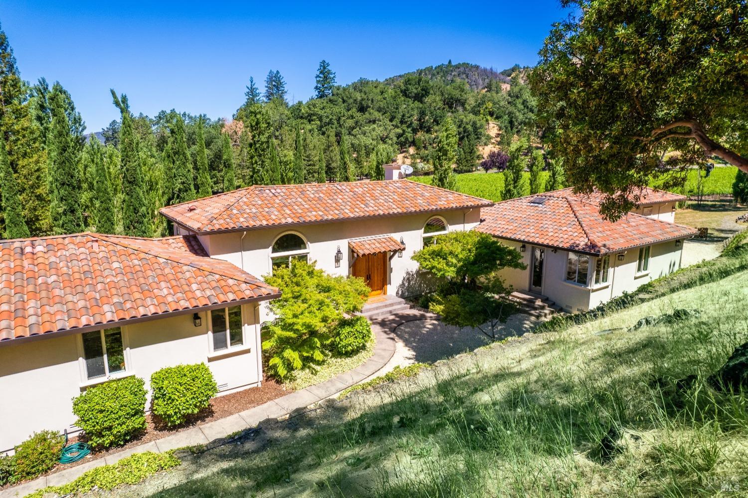 an aerial view of a house