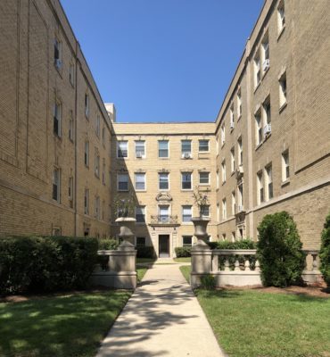 a front view of a building