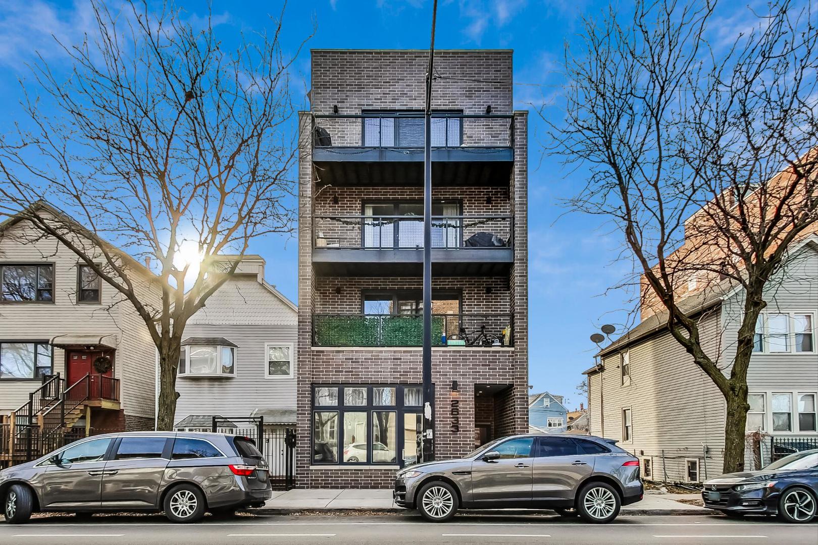 a car parked in front of a building