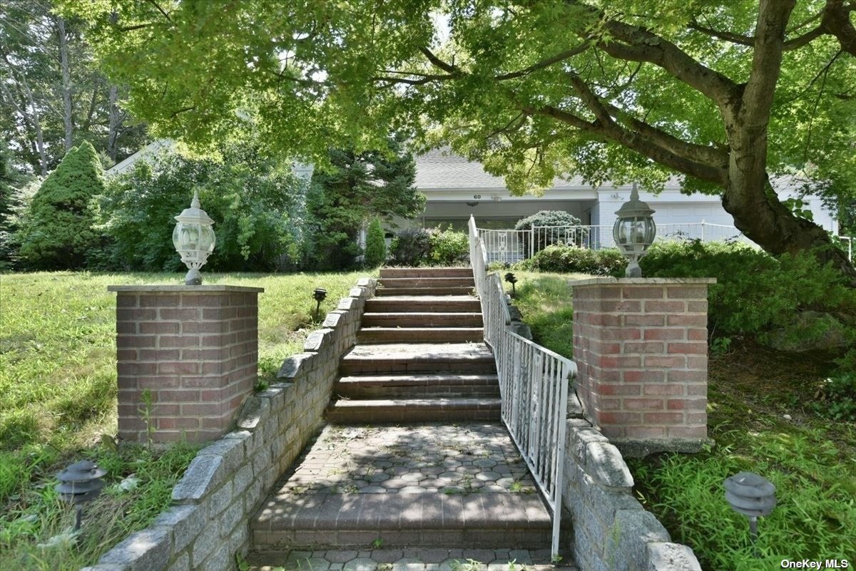 a view of a backyard with small garden