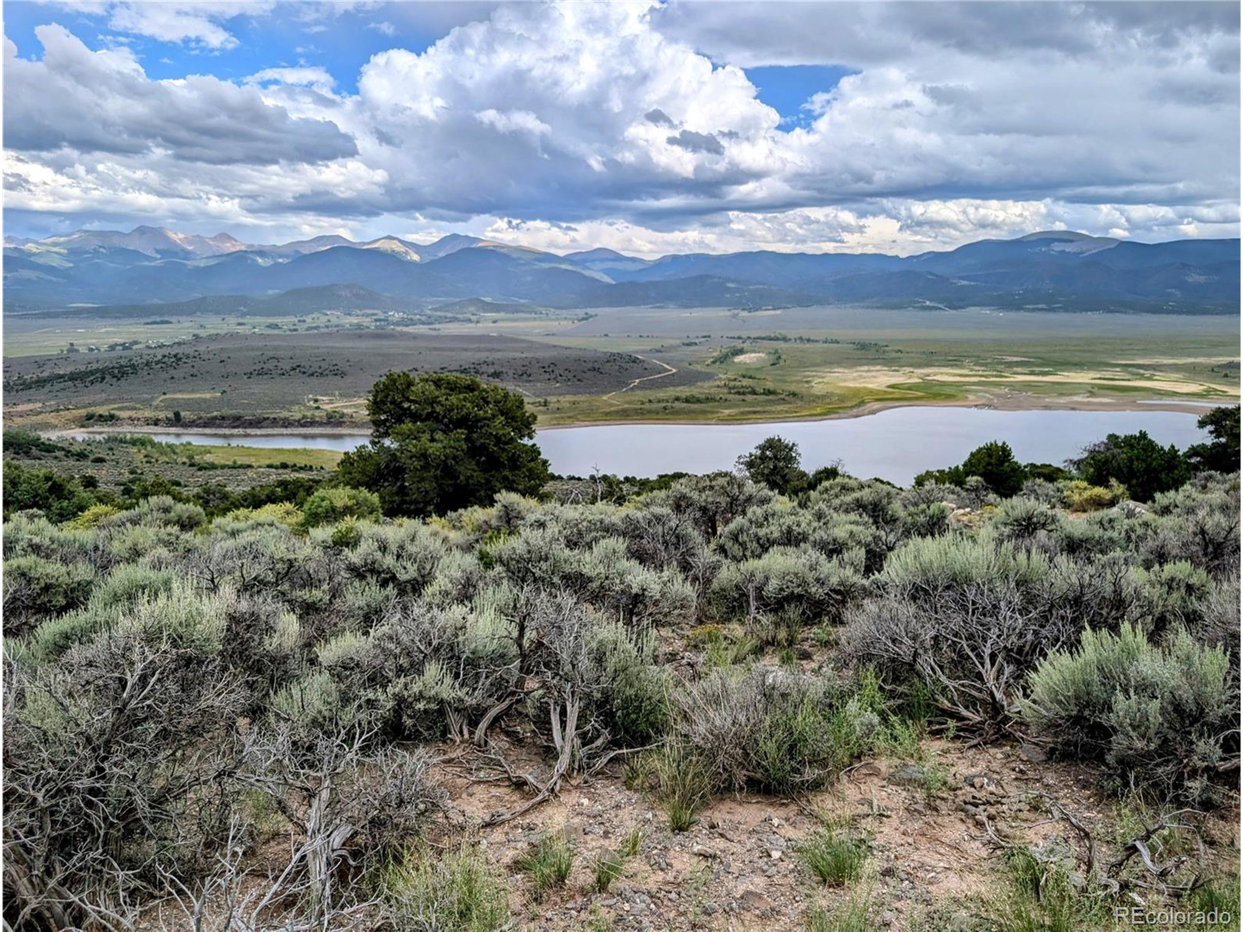 a view of a lake with a mountain