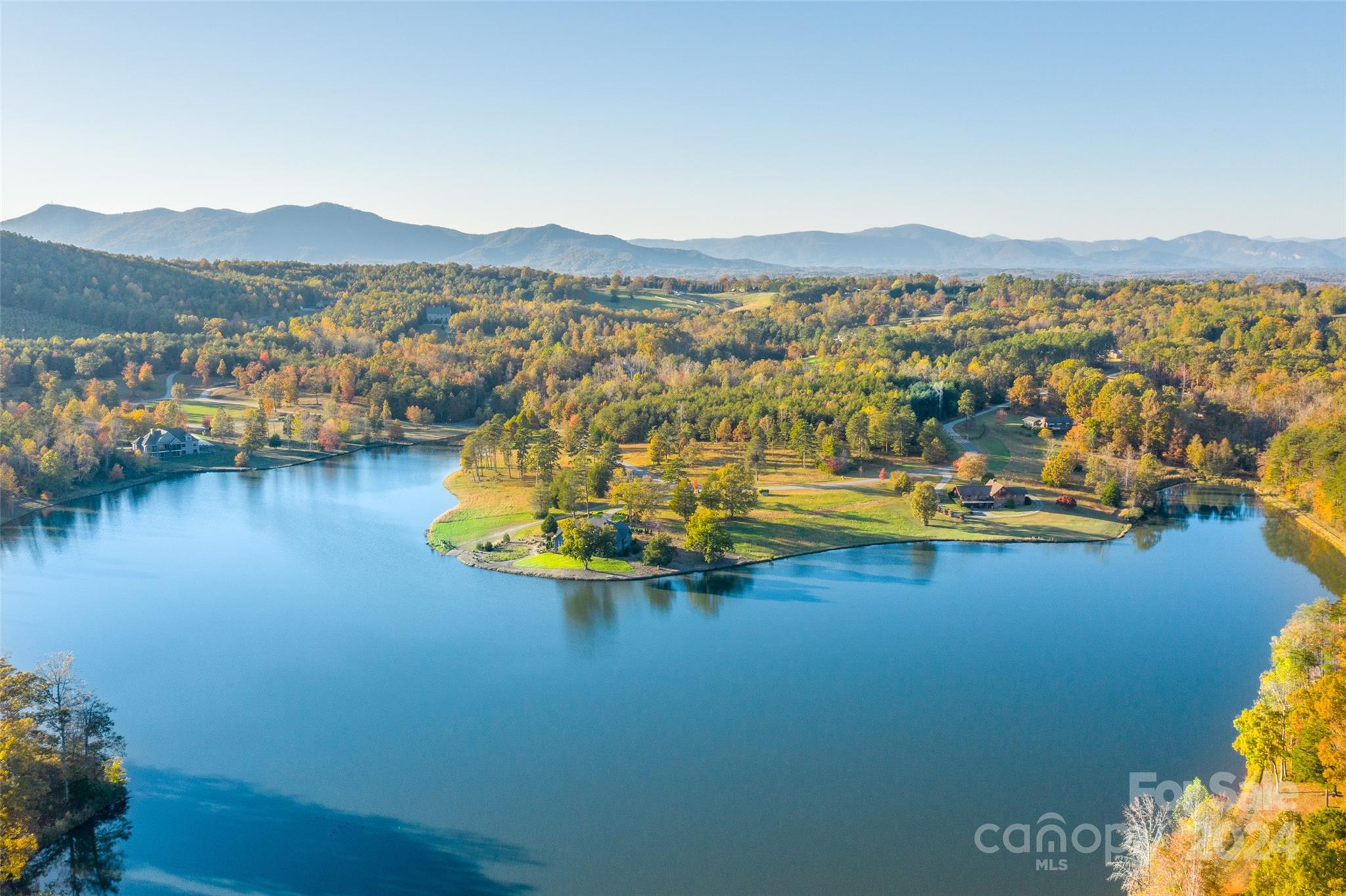 a view of a lake with a mountain