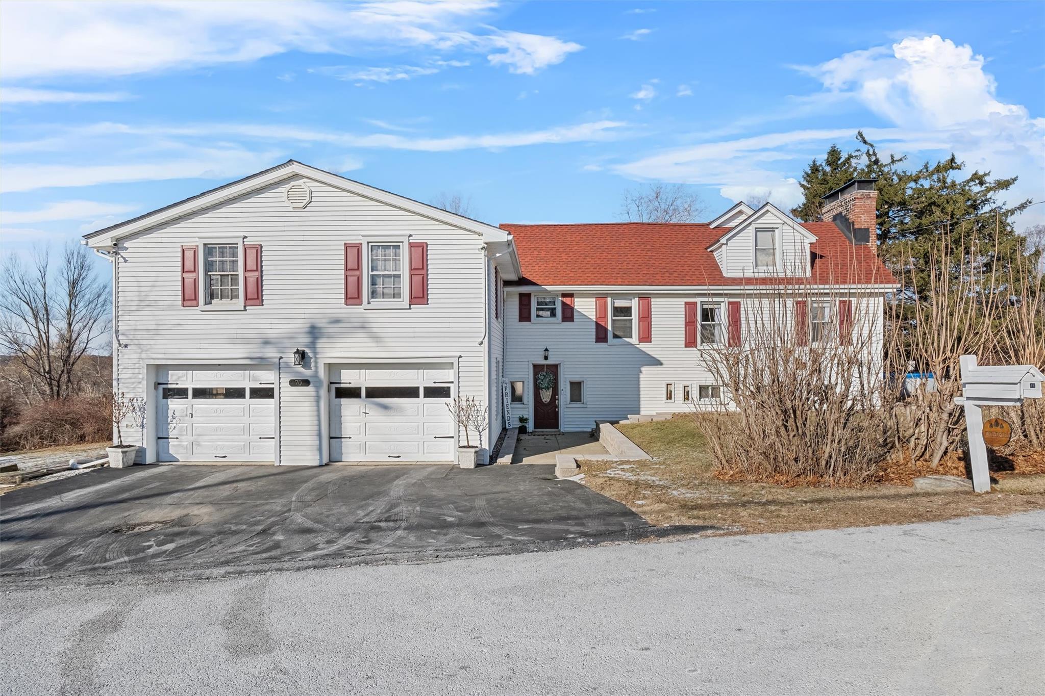 View of front of home with a garage