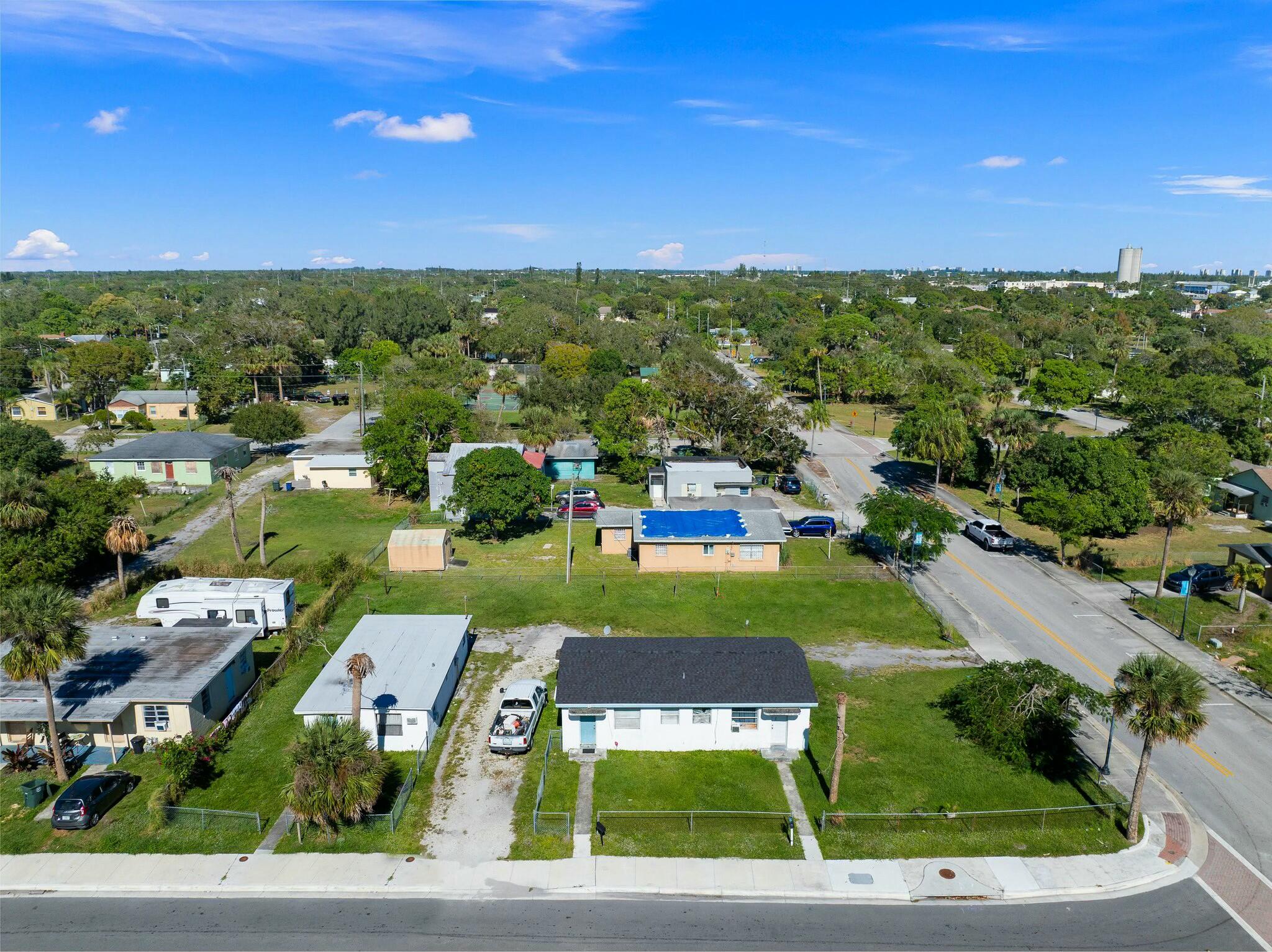 an aerial view of multiple house