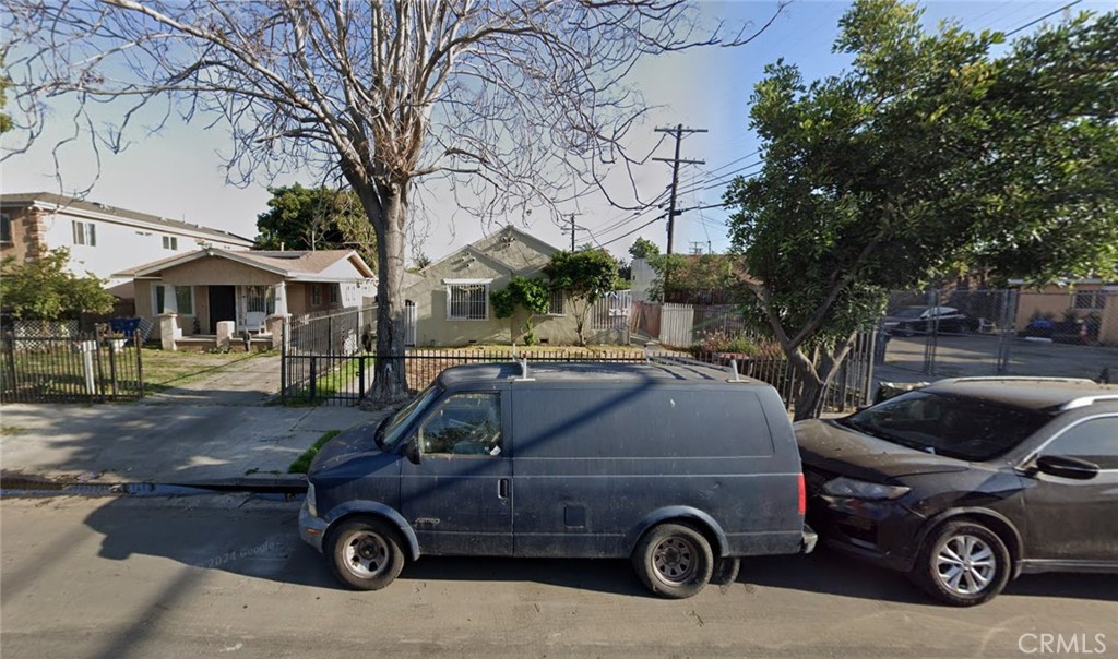 a car parked in front of a house