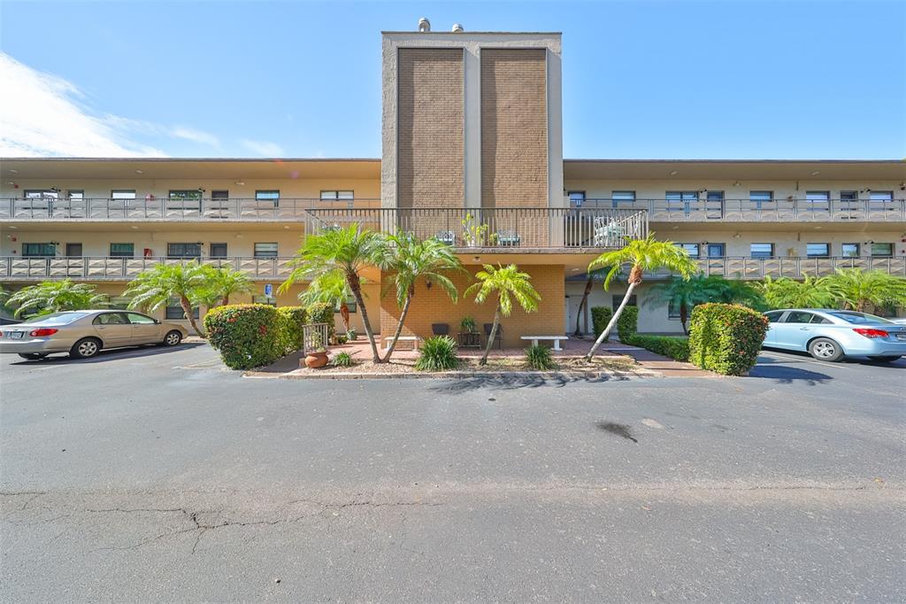 an outdoor view with patio