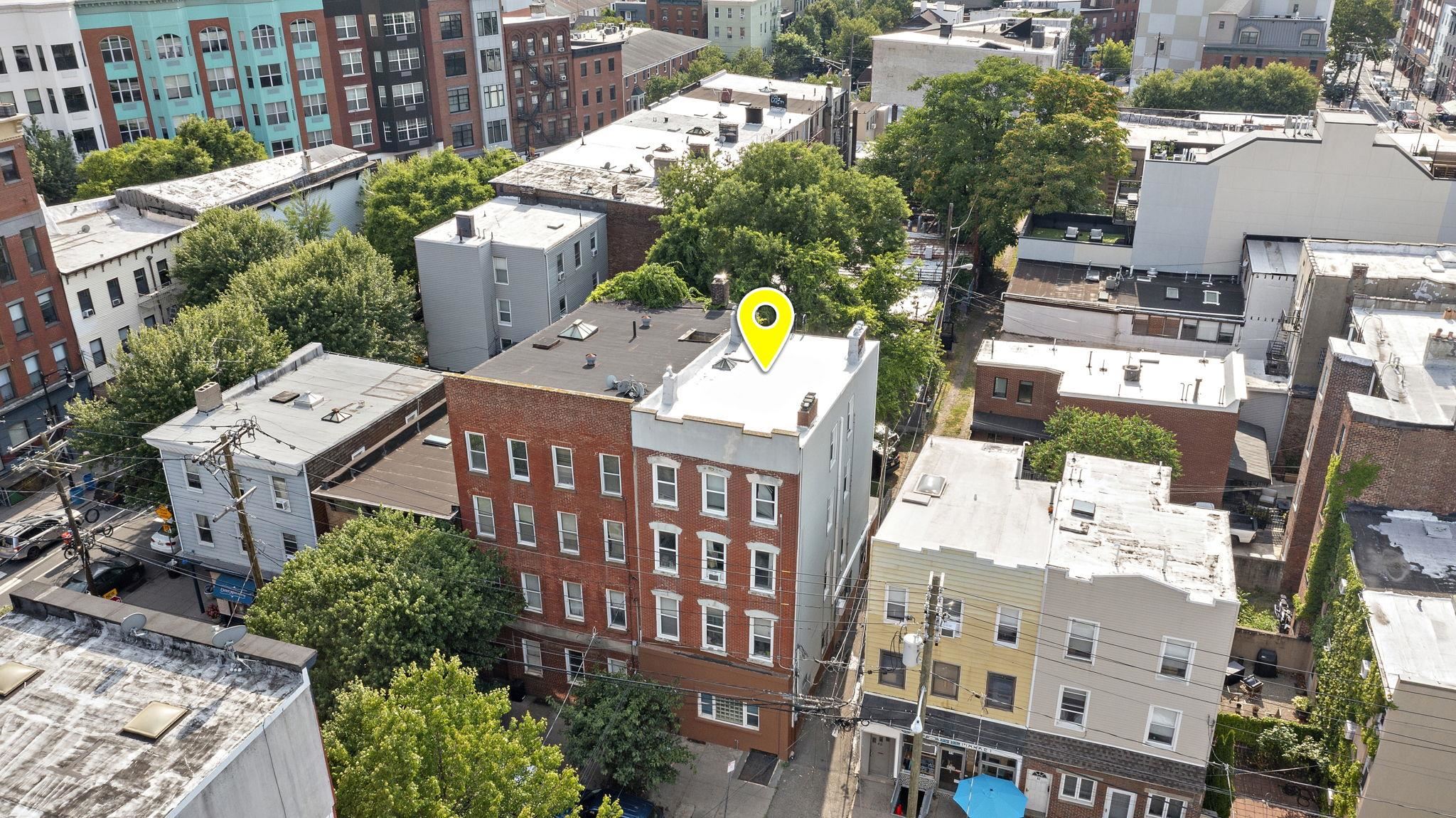 an aerial view of multiple houses