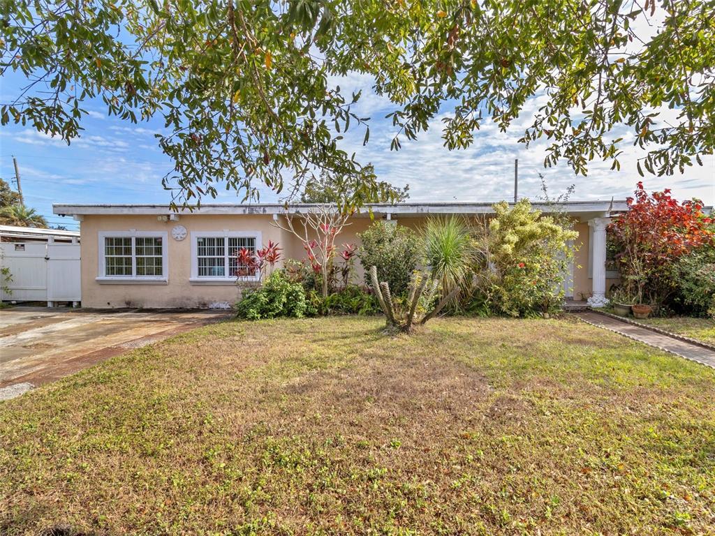 a house view with a backyard space