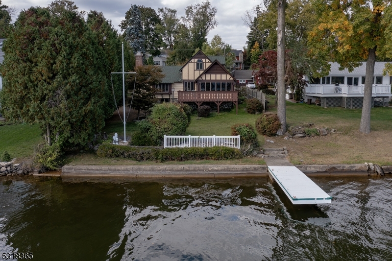 a view of a lake with a house