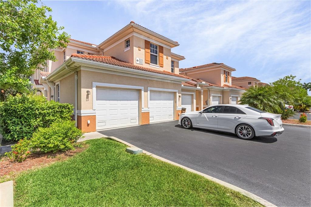 a car parked in front of a house