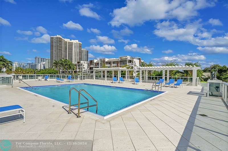 a view of a swimming pool with a patio