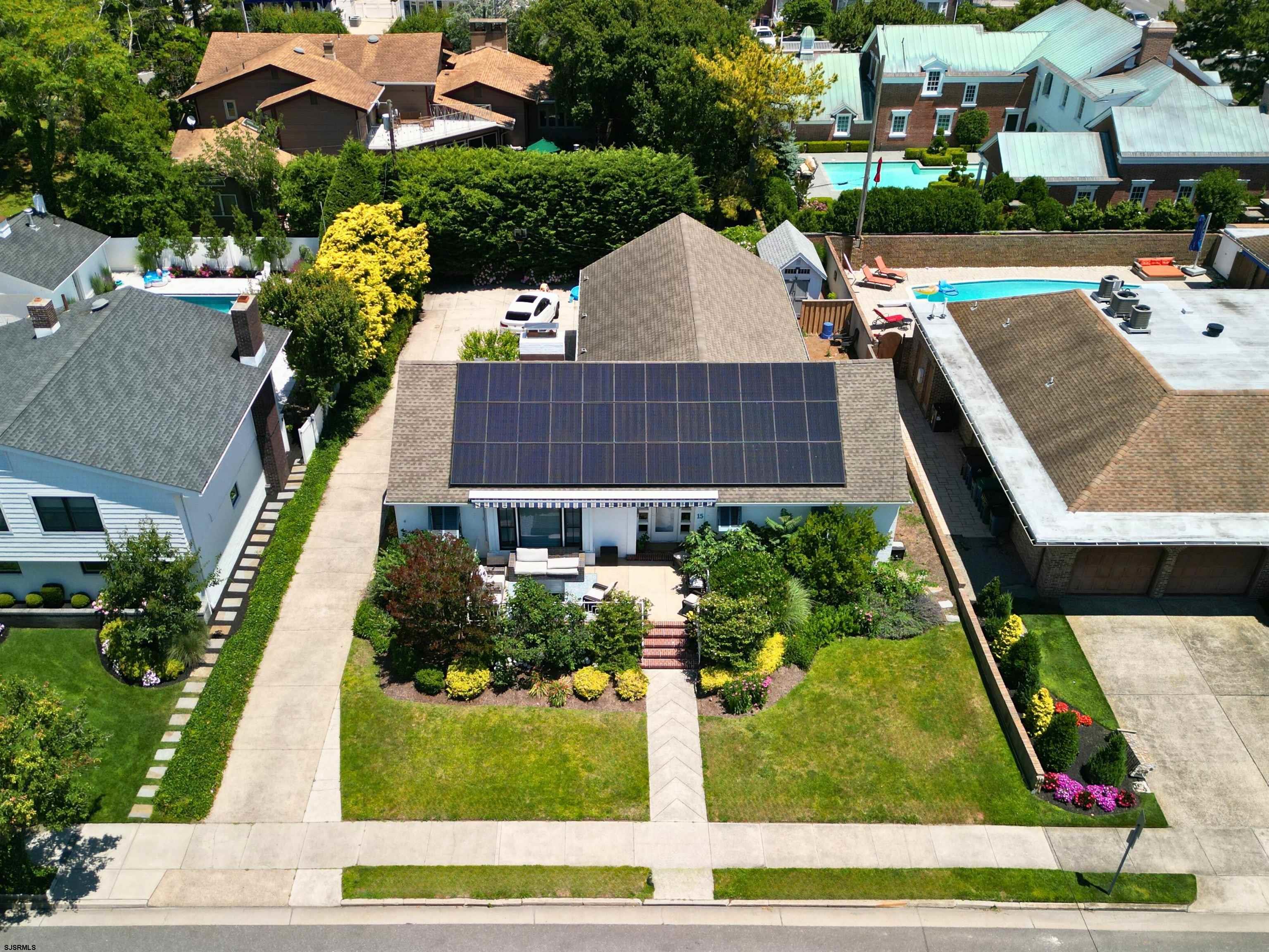 an aerial view of a house