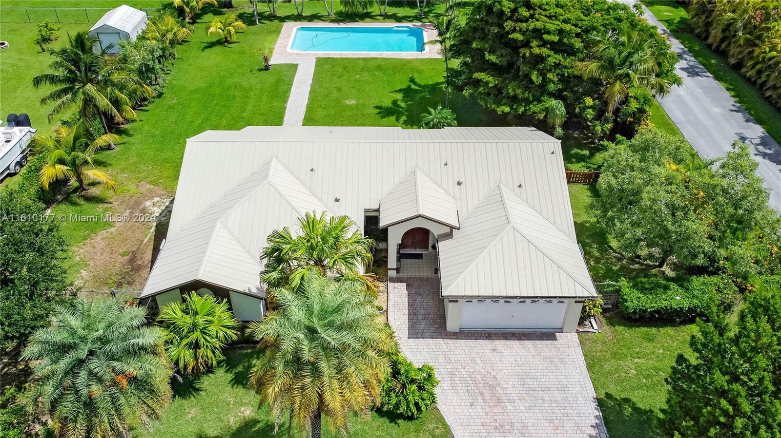 an aerial view of a house