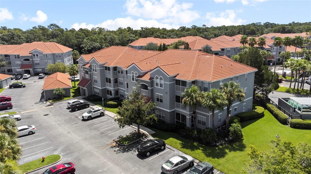 an aerial view of a house