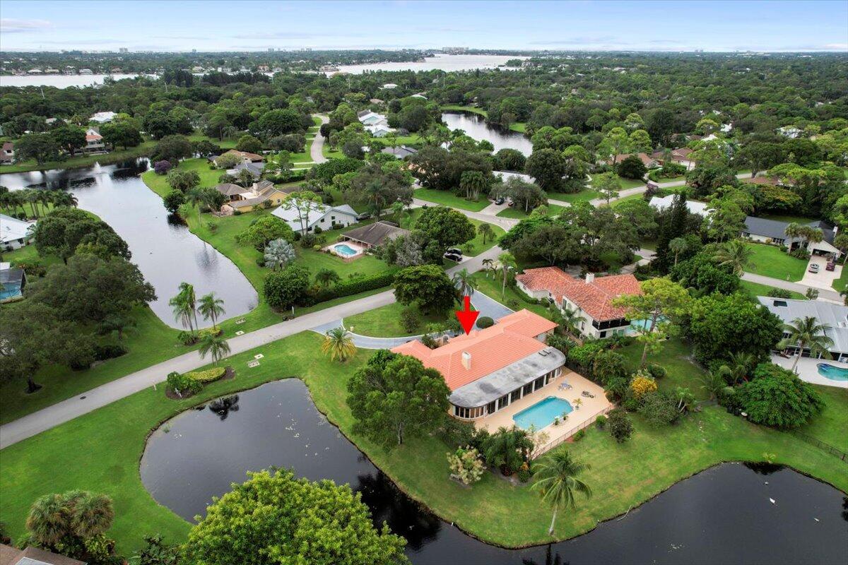 an aerial view of a house