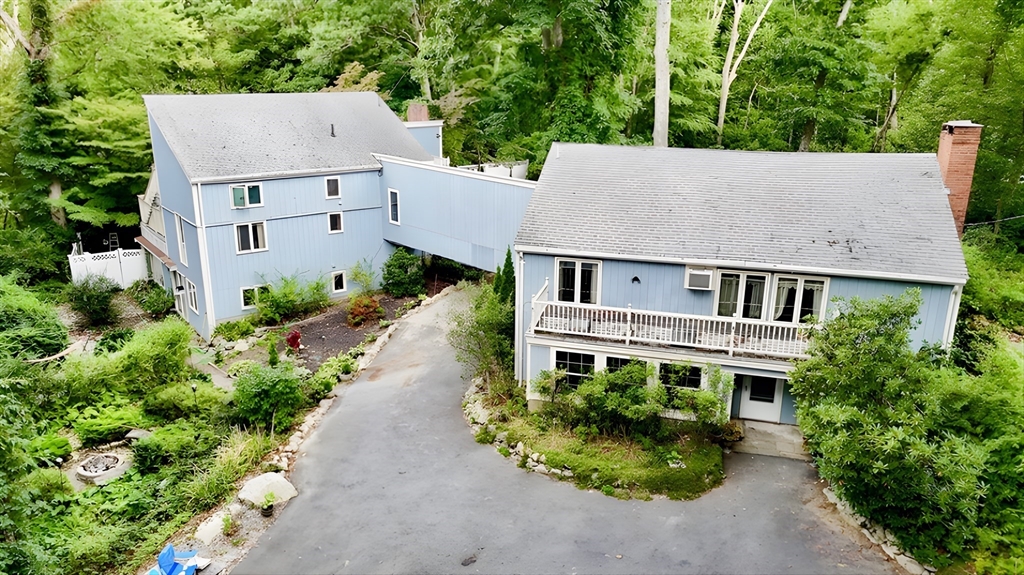 an aerial view of a house