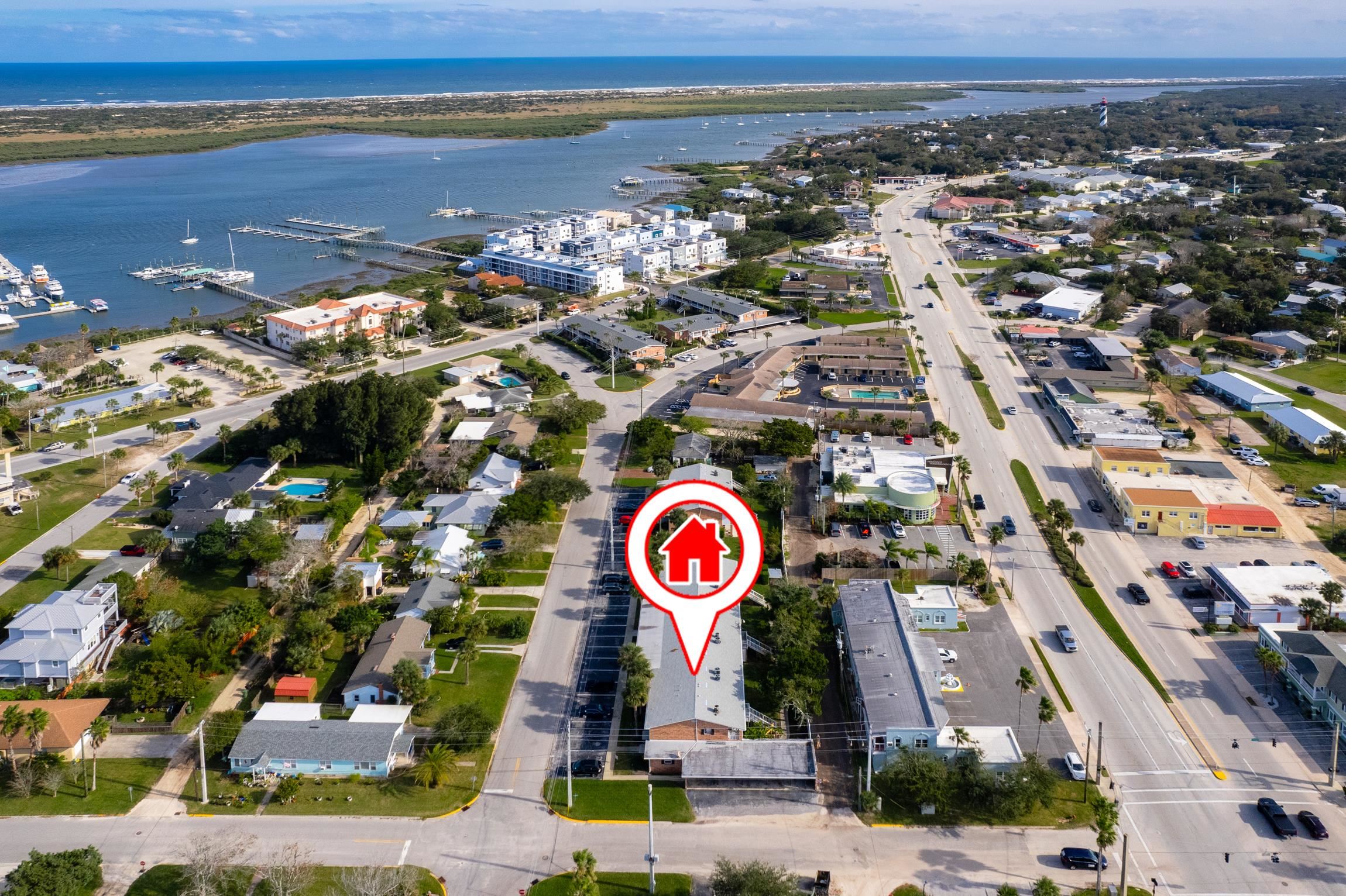 an aerial view of residential building with outdoor space