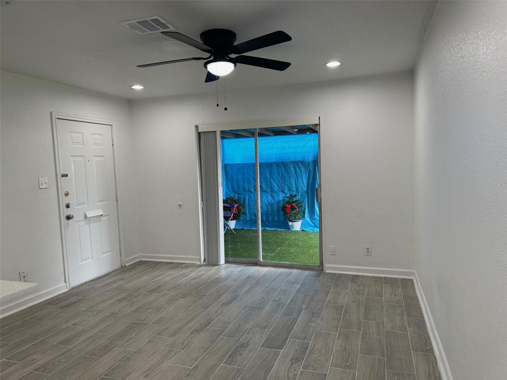 Front door leads into Living room which leads to a patio. You get mail delivered at your door!