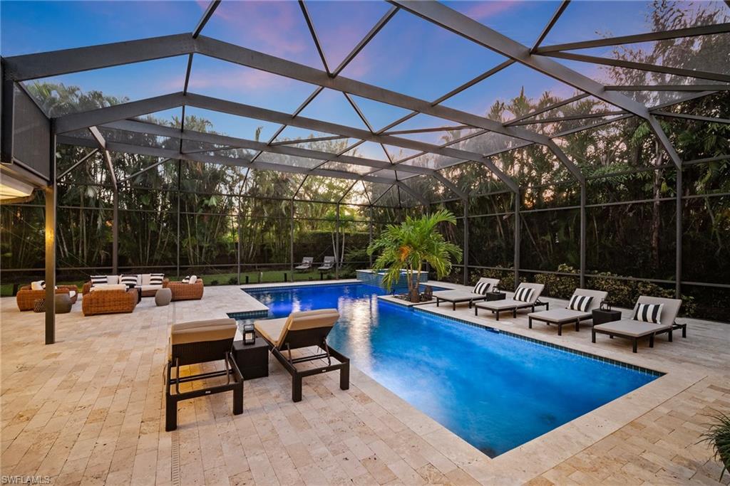 a outdoor space with patio couch and a table