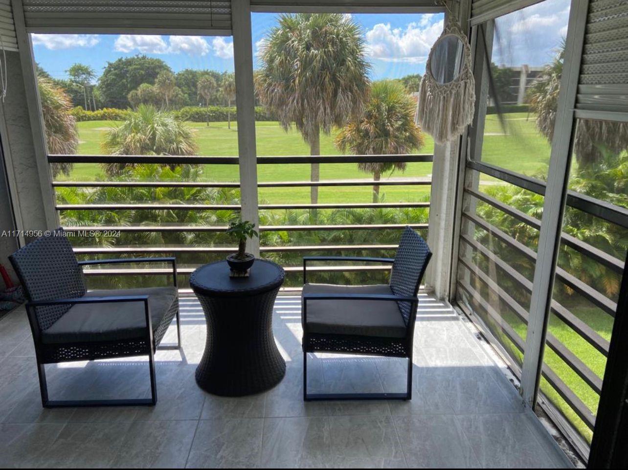 a view of a bench in the balcony